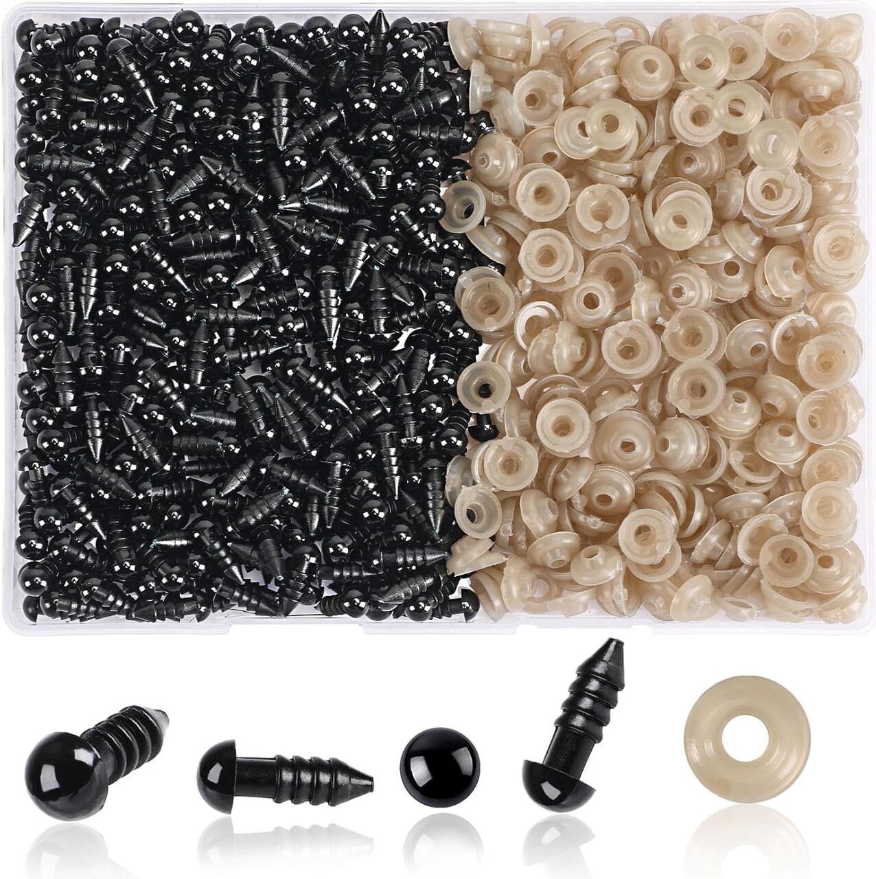 600-Piece 6mm Black Plastic Safety Eyes with Washers – Perfect for Amigurumi, Crochet Dolls, Plush Toys & DIY Crafts